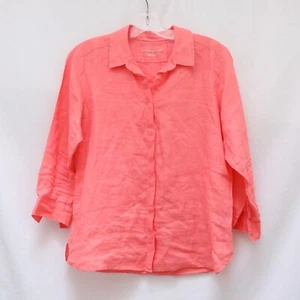 M&S Marks and Spencer linen coral shirt Essential Collection Coastal Summer UK10 - Picture 1 of 9