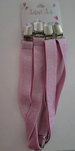 Girls Claires Brand Pink Silver Sparkle Suspenders One Size LOT OF 3 - Picture 1 of 9