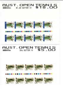 Par de estampillas del tenis del Abierto de Australia 2005 en tiras de canal de 10 en paquete de coleccionista - Imagen 1 de 1