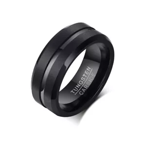 8MM Black Matte Band Tungsten Carbide 2.5mm Thickness Men Wedding Ring Size 7-12 - Picture 1 of 6
