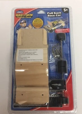 NOVO Lowe's Build and Grow Wood Race Car Pull Back Race Car 5+ Ferramentas de Engenheiro Divertidas - Imagem 1 de 2