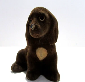 Antique Flocked Dog Figurine Vintage Estate Collection Composite Material Rare - Picture 1 of 17
