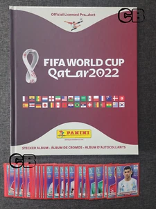 2022 Panini FIFA World Cup LOT OF 100 Red Parallel Stickers + HARDCOVER Album - Picture 1 of 2