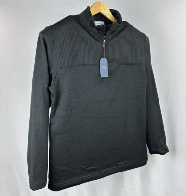 PD & C Sweater Mens Large 1/4 Zip Pullover Long Sleeve Black High Neck Polyester - Image 1 of 4