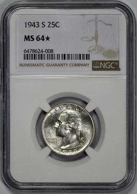 1943-S Washington 25c NGC MS 64* Proof Like Obverse - Image 1 of 4