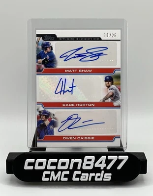 2025 Topps Pro Debut Matt Shaw Cade Horton Owen Caissie Cubs Triple Auto /25 SP - Image 1 of 2