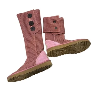 Ugg purple pink knitted boots buttons size 8 women’s - Picture 1 of 5
