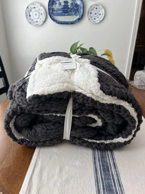 Pottery Barn Alpine Mega Cable Sherpa Throw 50x60  Camel NWT - Image 1 of 4