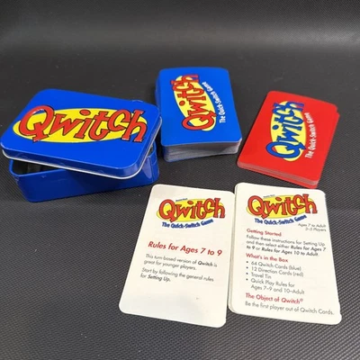 Qwitch The Quick-Switch Juego de Cartas Fuera de la Caja Juegos 2005 Tin Complete Foto 1 de 3