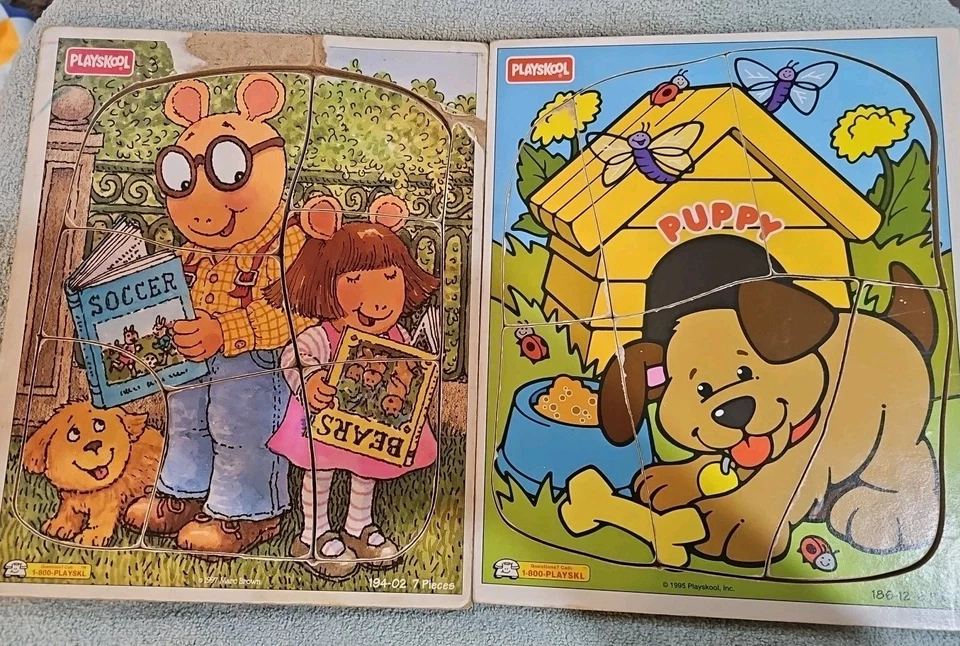 VINTAGE PLAYSKOOL SET OF 2 WOODEN PUZZLES ARTHUR - PUPPY - Image 1 of 1