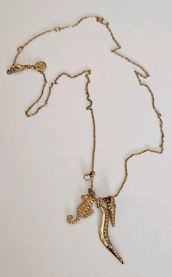 COLLAR Náutico Stella & DOT Dorado Caballito de Mar Concha de Estrás Dije  Foto 1 de 3