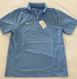 new NIKE men's $65 Concealed Hood 1/4 zip Cage on-field Jacket Blue size L #33 - Picture 1 of 4