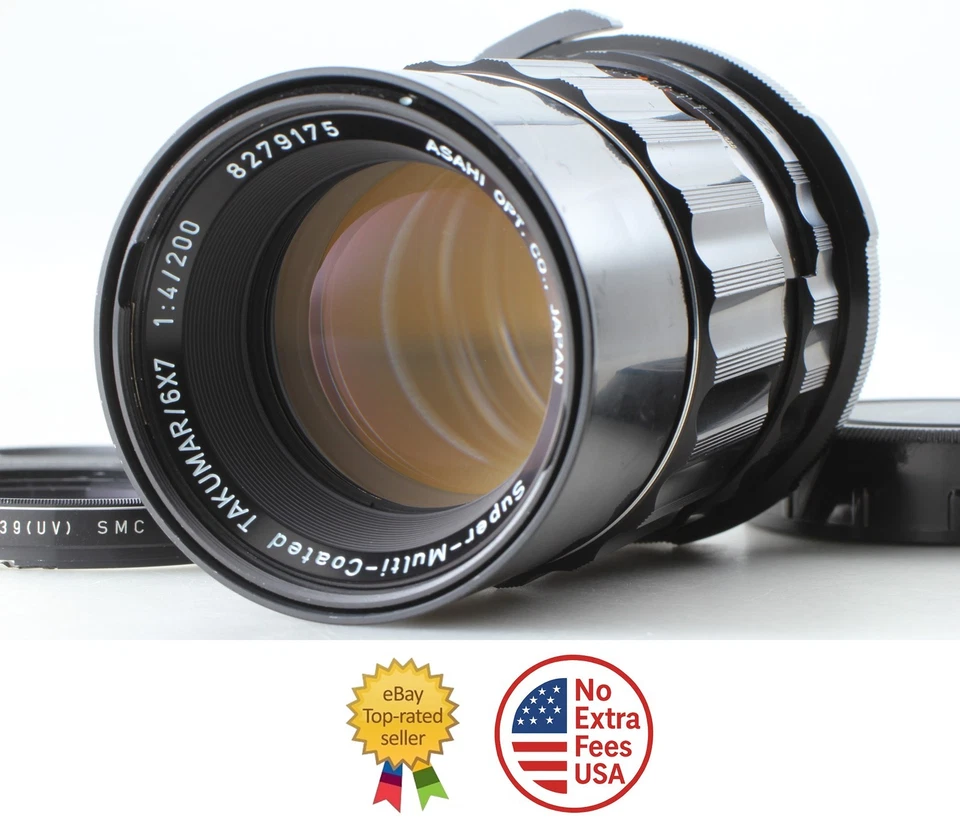 ▶️ [Opt COMO NUEVO con tapas] Teleobjetivo SMC Pentax 6x7 Takumar 200mm f4... - Imagen 1 de 4
