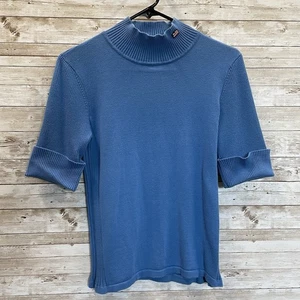 Vintage Polo Jeans Co. Ralph Lauren Damen L Pullover Blau Kurzarm Mock Neck - Bild 1 von 7