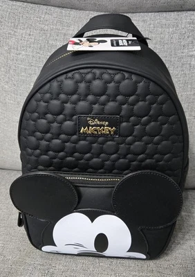 Disney Mickey Mouse Faux Leather 3D Ears Embossed Backpack *Primark*-NEW - Image 1 of 3