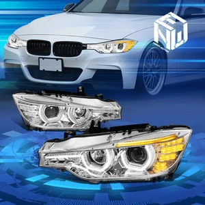 For 12-16 BMW F30 F31 3 Series U-Halo LED Signal Projector Headlight Lamp Chrome - Picture 1 of 10