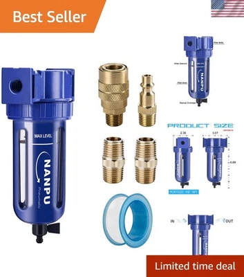 Comprehensive 1/2" NPT Air Filter System with Easy Installation & Manual Drain - Image 1 of 4