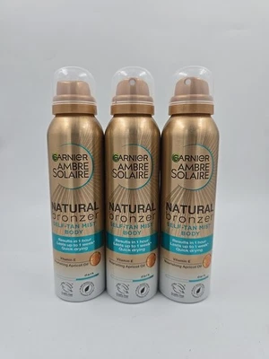 3 X Garnier Ambre Solaire Natural Bronzer Self Tan Mist 150ml - DARK (450ml) - Image 1 of 4