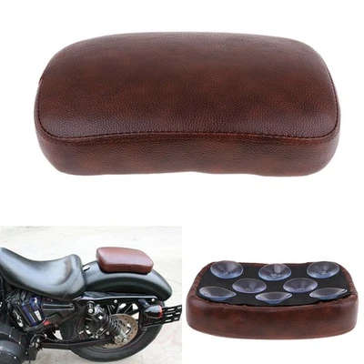 Brown Rear Fender Passenger Pillion Pad Seat 8 Suction Cup For Harley Motorcycle - Image 1 of 4