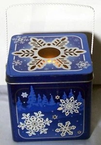 2001 Hershey Dose Schneeflockenmuster Teelicht Kerzenhalter Kanister Griff 4,75" - Bild 1 von 4