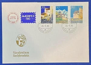 ZAYIX 1986 Liechtenstein Cover Mi 896-898 FDC Architecture Castles 011022SM49 - Picture 1 of 1