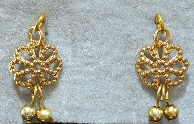 OOAK CUSTOM MADE BARBIE FASHION ACCESSORY ~ GOLDTONE METAL DANGLE EARRINGS ~ NEW - Image 1 of 4