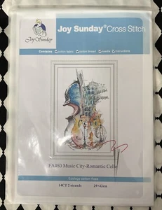 Music City- Cello 14 ct Counted Cross Stitch Kit 11.5”x16.5” small bonus added - Picture 1 of 3