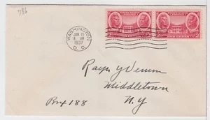 TurtlesTradingPost -  Army Navy - 2 Cent Army #786 1937 FDC  No Cachet  Pair - Picture 1 of 1