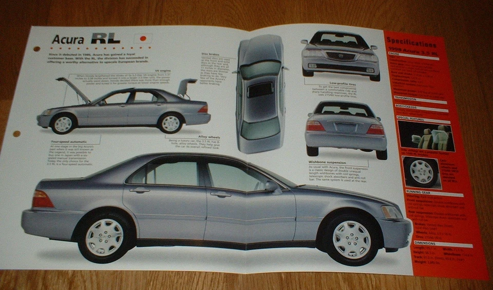 1998 ACURA RL ORIGINAL IMP BROCHURE SPECS INFO 96 97 98 99 00 3.5★★ - Image 1 of 1