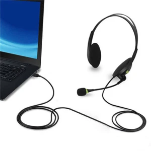 USB / 3.5mm Noise Cancelling Headset Headphones with Microphone PC Laptop Office - Picture 1 of 23