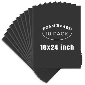 10 Pack 18x24 Black Foam Boards, 3/16" Thick, for Display, Print & Presentation - Picture 1 of 6