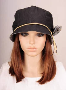 JM265 Negro Belleza Flor Algodón Sombrero Alama Redonda Gorra Campana Verano Otoño Elegante - Imagen 1 de 8