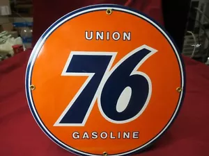 New, Round, Heavy Metal, UNION 76 GASOLINE Sign! 11 3/4"! 1.5Lbs!! - Picture 1 of 5