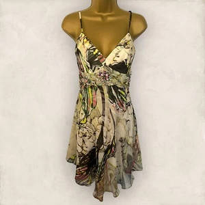 Vestido Karen Millen Para Mujer Multicolor Seda Cuentas Ajuste y Acampanado EE. UU. 8 UK 12 - Imagen 1 de 7