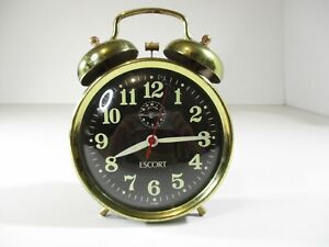 Escort Retro Wind Up Alarm Clock. Black and Gold fully working and tested.