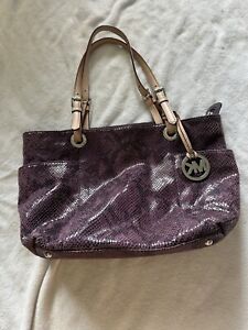 Michael Kors Purple Snakeskin Pattern, Handbag, Large Tote