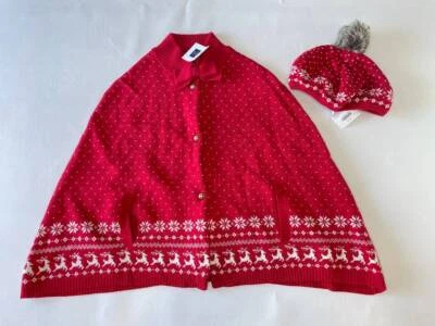 Janie & Jack size 12 nwt lot Wonderland Wishes Fair Isle cape beret B35 - Image 1 of 3