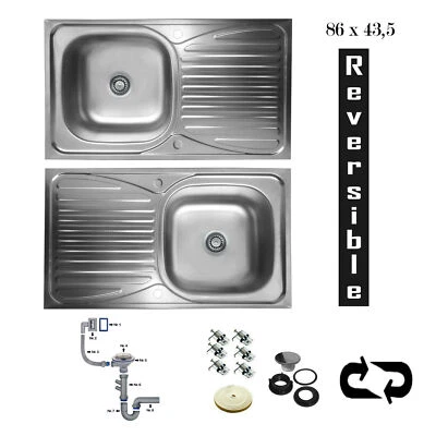 Design Edelstahl Einbauspüle Küchenspüle Küchen Spüle Spülbecken 86cm x 43,5 cm