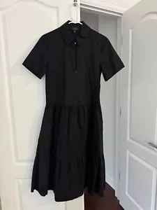 COS Front Zip Collard Tiered Short Sleeve Midi Dress Size 2 Black - Picture 1 of 5