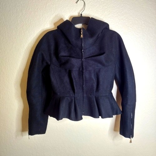 LOUIS VUITTON（LV） Giacca Louis Vuitton crop peplum misto lana con cappuccio taglia 38 6