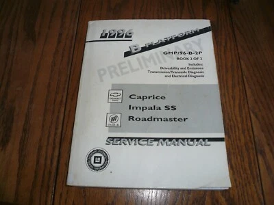 Chevrolet Caprice Impala SS 1996 Roadmaster manual de servicio - libro 2 GMP/96-B-2P Foto 1 de 4