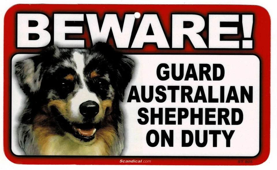 CUIDADO CON EL LETRERO LAMINADO PERRO PASTOR AUSTRALIANO/MASCOTA. ENVÍO COMBINADO. Foto 1 de 1