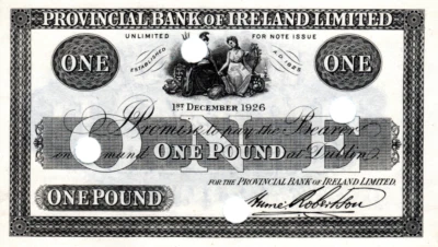 Northern Ireland 1£ 1926 Error UNC Provincial Bank Proof Note P-UNL - Image 1 of 2