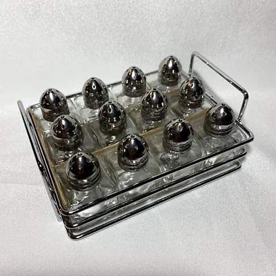 12-PIECE MINI SALT AND PEPPER SHAKER AND RACK SET FOR PICNICS BBQS PARTIES - Image 1 of 4
