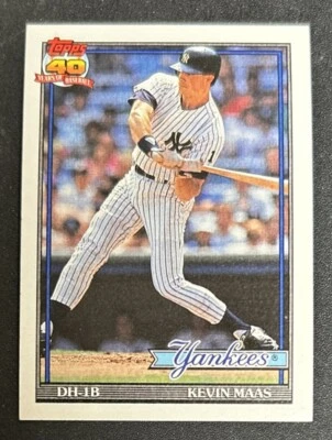 Tarjeta de novato de béisbol 1991 Topps Kevin Maas (RC) #435 Yankees DH-1B EN MUY BUEN ESTADO O/C Foto 1 de 2