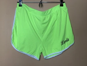 Women Size XLarge Shorts Hot Pants Mid- Rise Green Stretch Elastic Waist - Picture 1 of 12