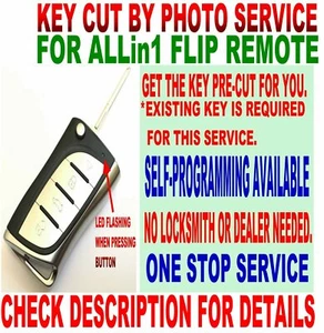 KEY CUT BY PHOTO L-TYPE FLIP REMOTE FOR 2003-09 LX470 GX470 KEYLESS FOB CHIP D2 - Picture 1 of 7