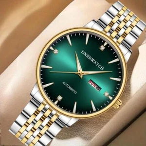 Orologio meccanico doppio calendario automatico verde scuro uomo donna casual watch - Foto 1 di 6