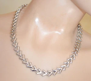 Collana donna argento girocollo collier semi rigido metallo lucido elegante UW95 - Foto 1 di 3