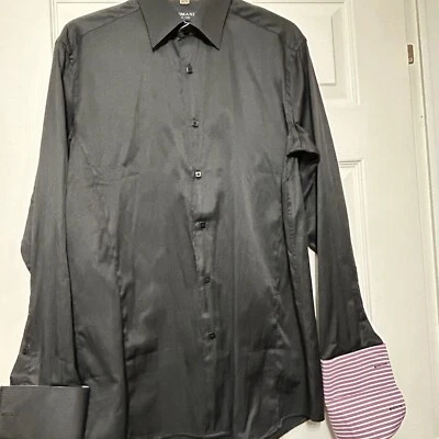 DOMANI Blue Label Black Long Sleeve Dress Shirt French Cuffs Size M 15(32/33) - Image 1 of 4